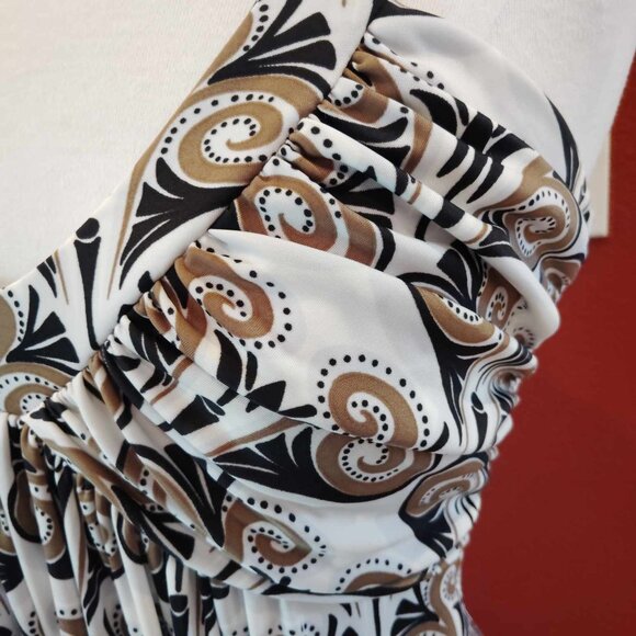 IODICE Brazilian Silky Halter Dress Geometric Tan White Black  Size Small  EUC - Picture 5 of 8